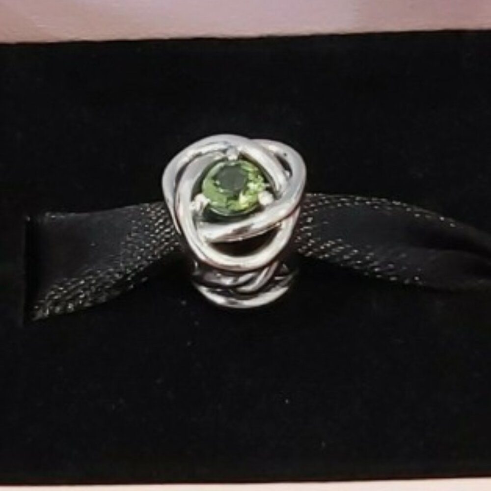 Authentic PANDORA Sterling Silver August Green Eternity Circle Charm 790065C03